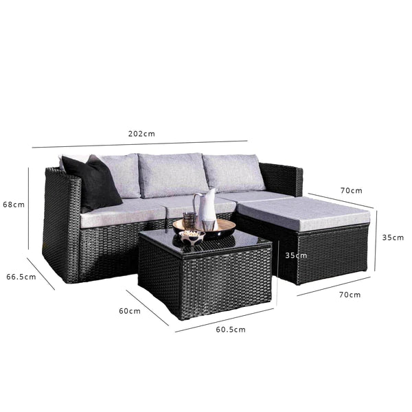 4 Seater Rattan Corner Sofa Set