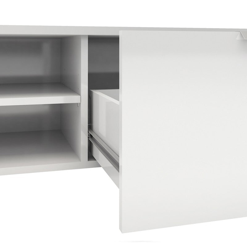 Roma TV Unit 2 Drawers 2 Shelf in White High Gloss