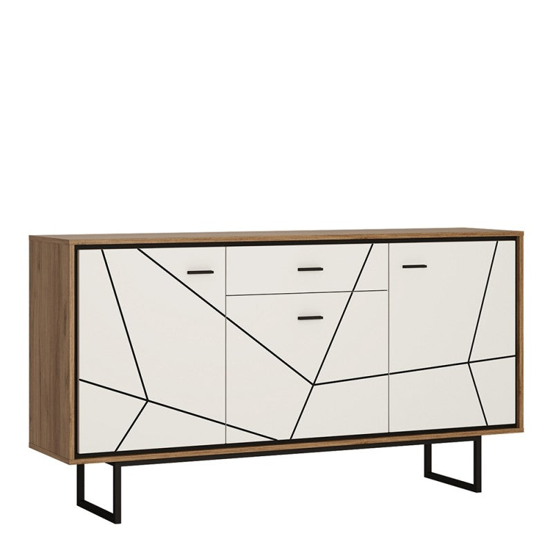 Brian 3 door 1 drawer sideboard With the walnut and dark panel finish