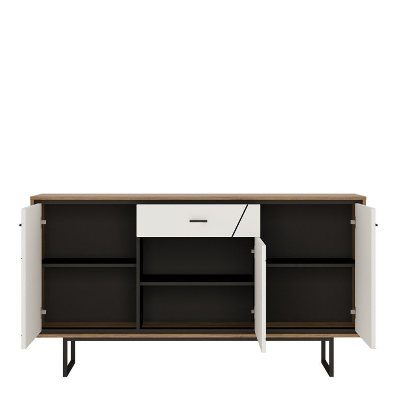 Brian 3 door 1 drawer sideboard With the walnut and dark panel finish