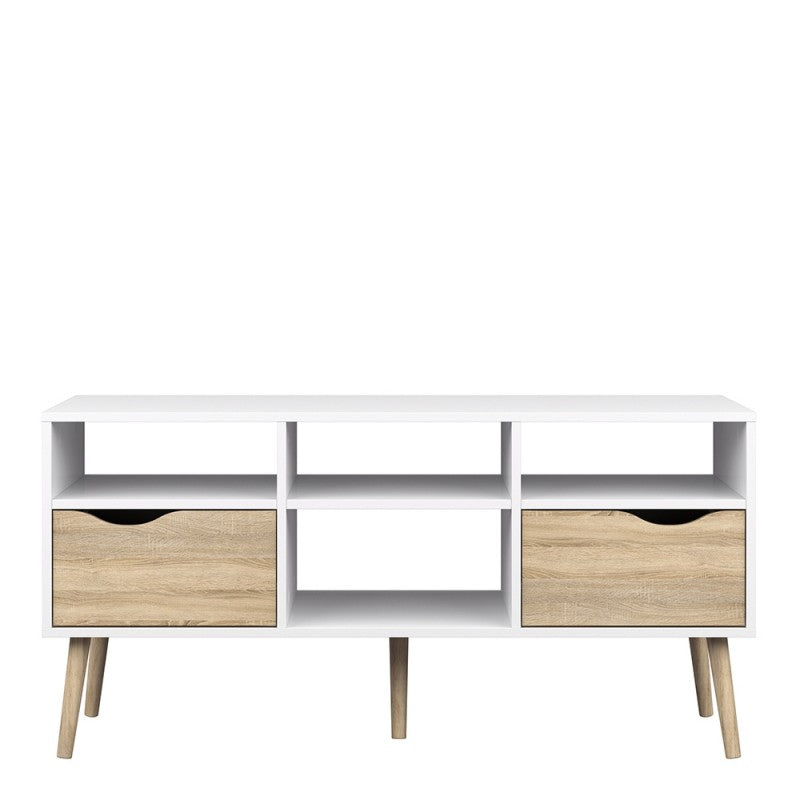 Bergen TV Unit - Wide - 2 Drawers 4 Shelves