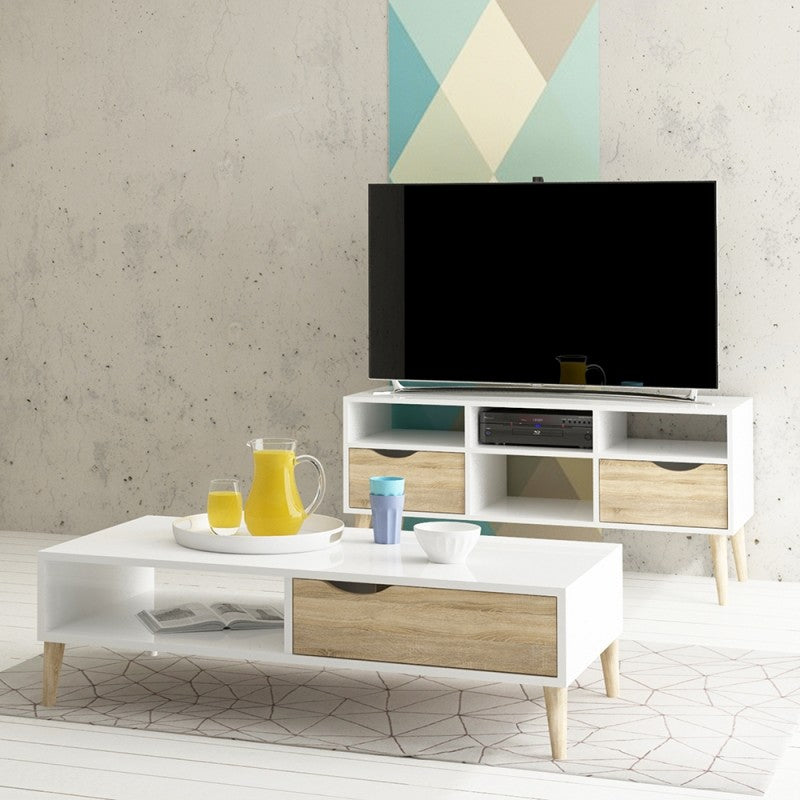 Bergen TV Unit - Wide - 2 Drawers 4 Shelves