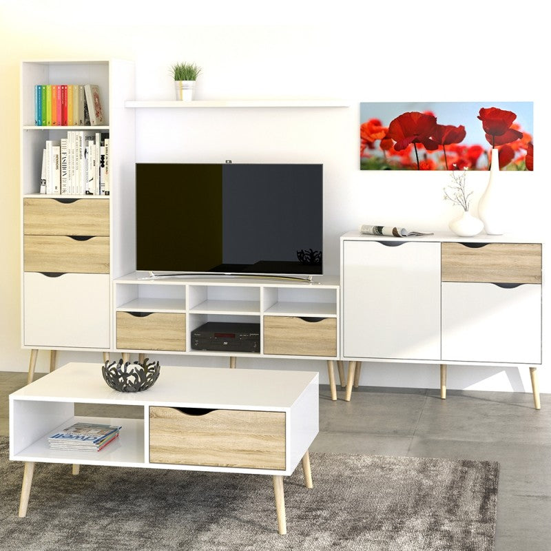 Bergen TV Unit - Wide - 2 Drawers 4 Shelves