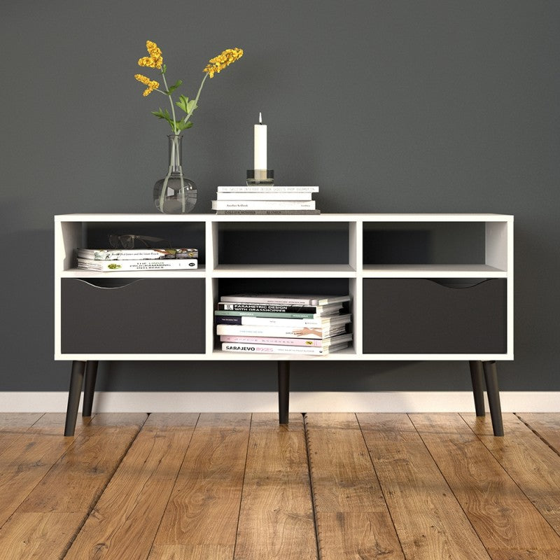 Bergen TV Unit - Wide - 2 Drawers 4 Shelves