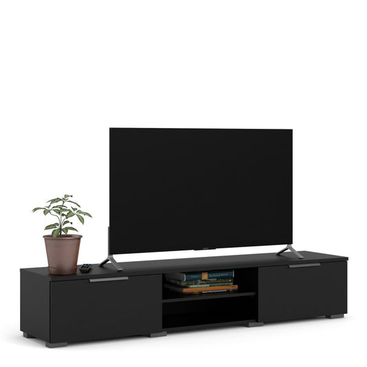 Roma TV Unit 2 Drawers 2 Shelf in Black